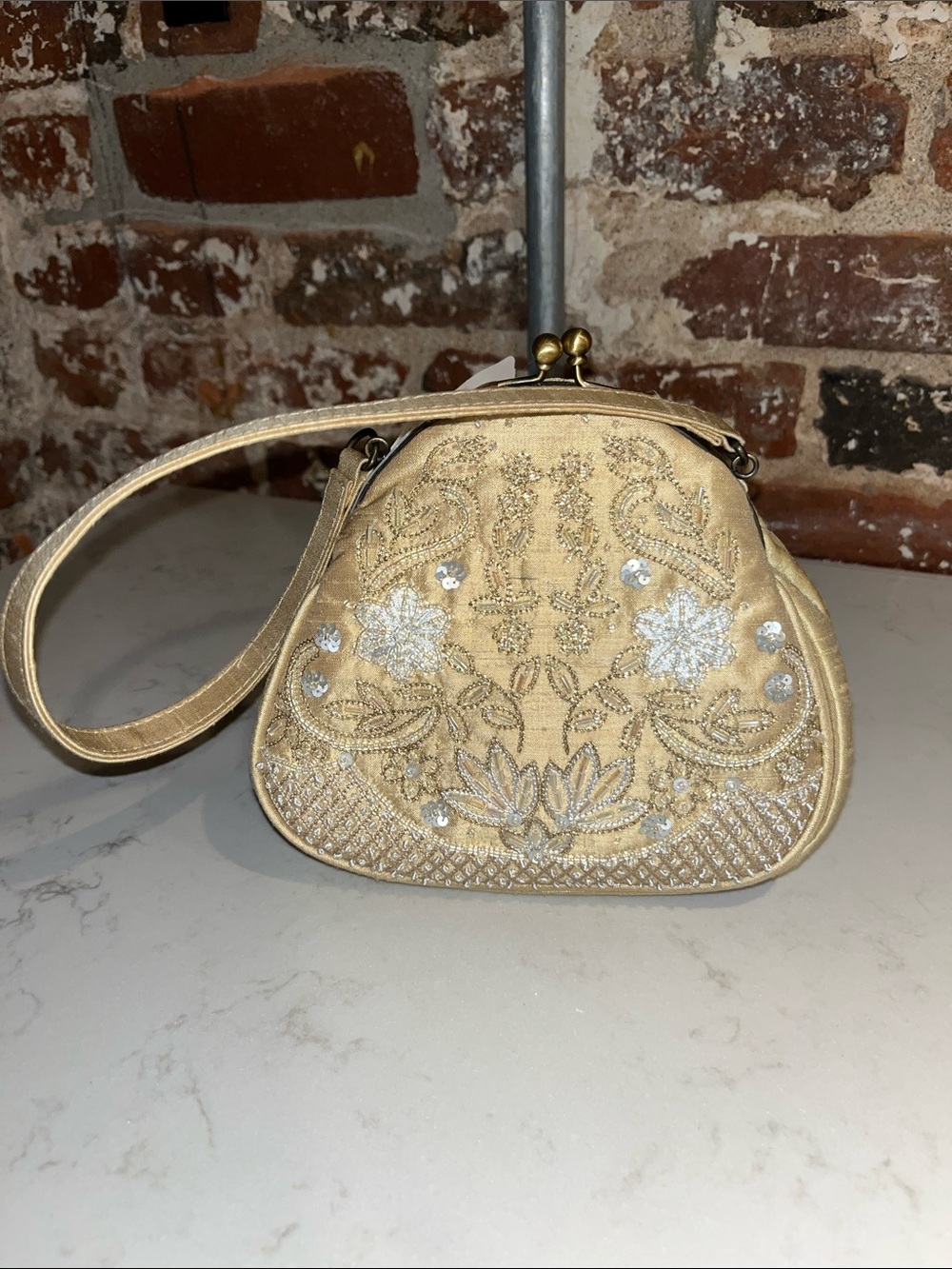 Talbots Gold Beaded Mini Wristlet